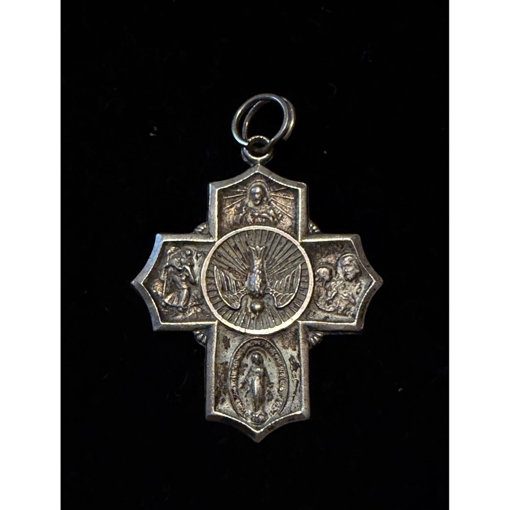 Miraculous 4 Way Religious Medal Sterling Silver Call a Priest